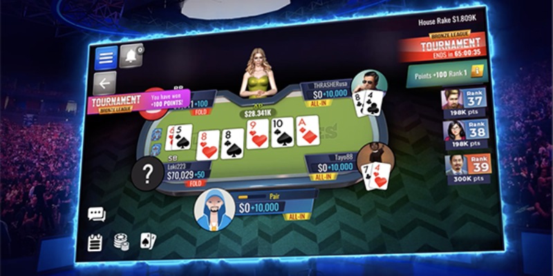 Game Poker trên W88 với giao diện được đồ họa sắc nét và hấp dẫn